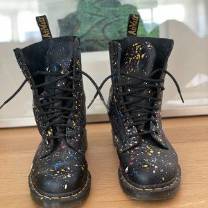 Paint splattered Dr Marten boots
